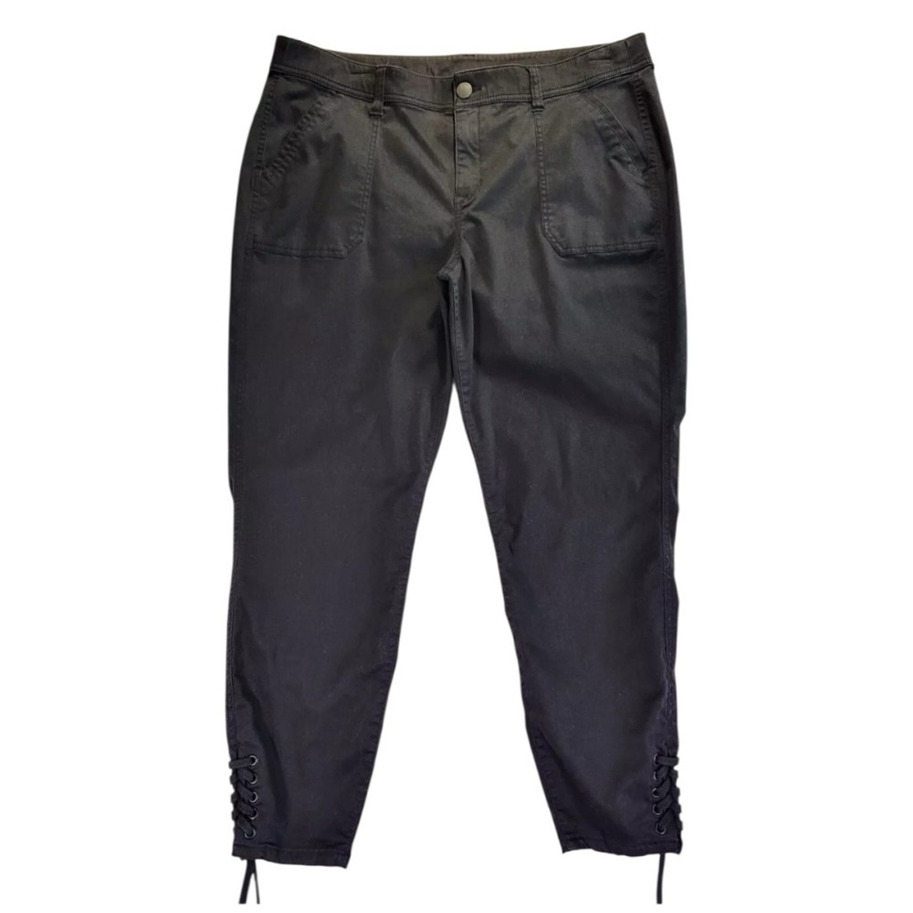 Lane Bryant Size 14 Black Ankle Lace-Up Pants Cotton-Lyocell-Rayon-Spandex